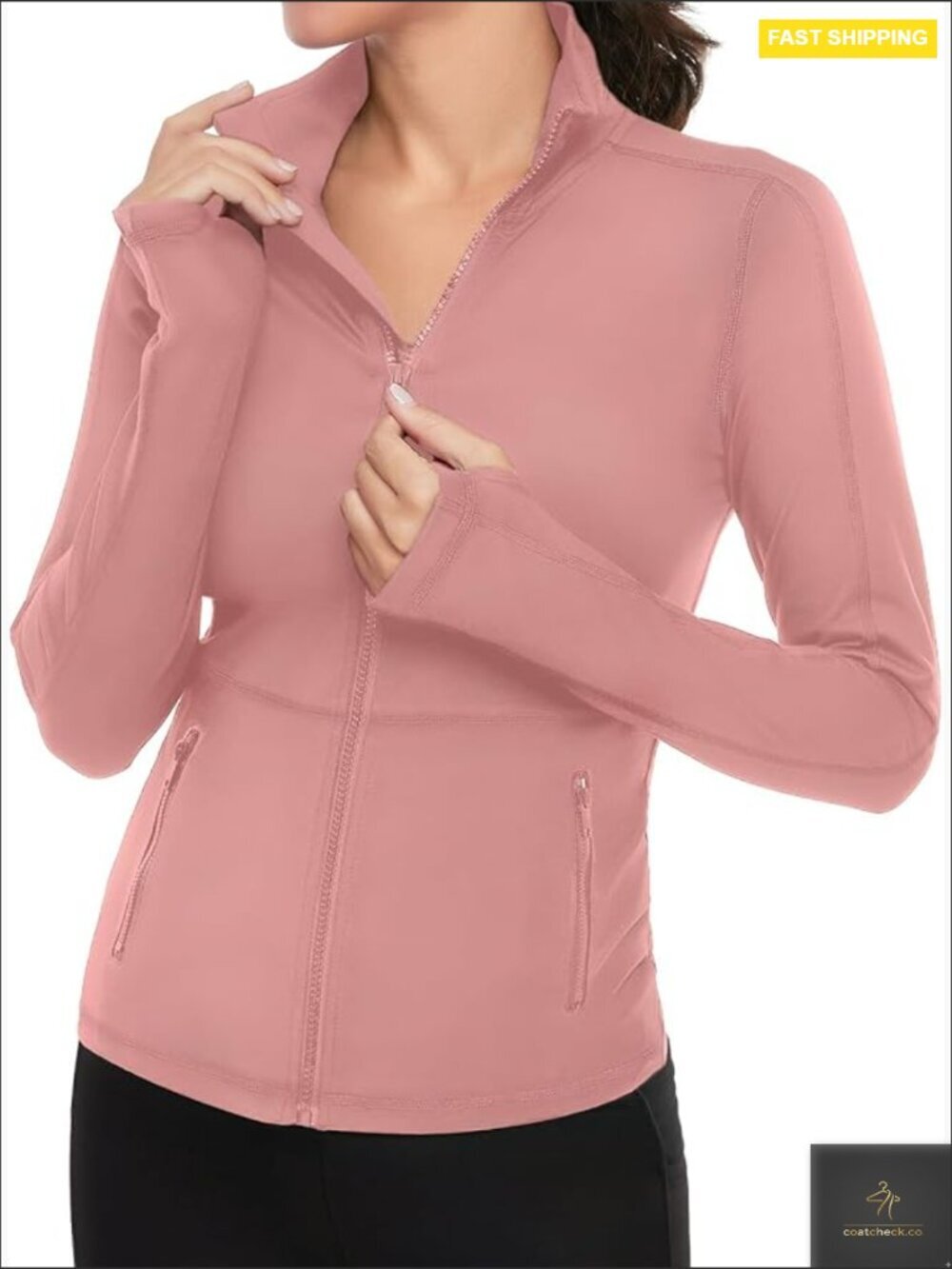 Full Zip Running Track Jacket Lightweight Athletic Workout Yoga Long Sleeve